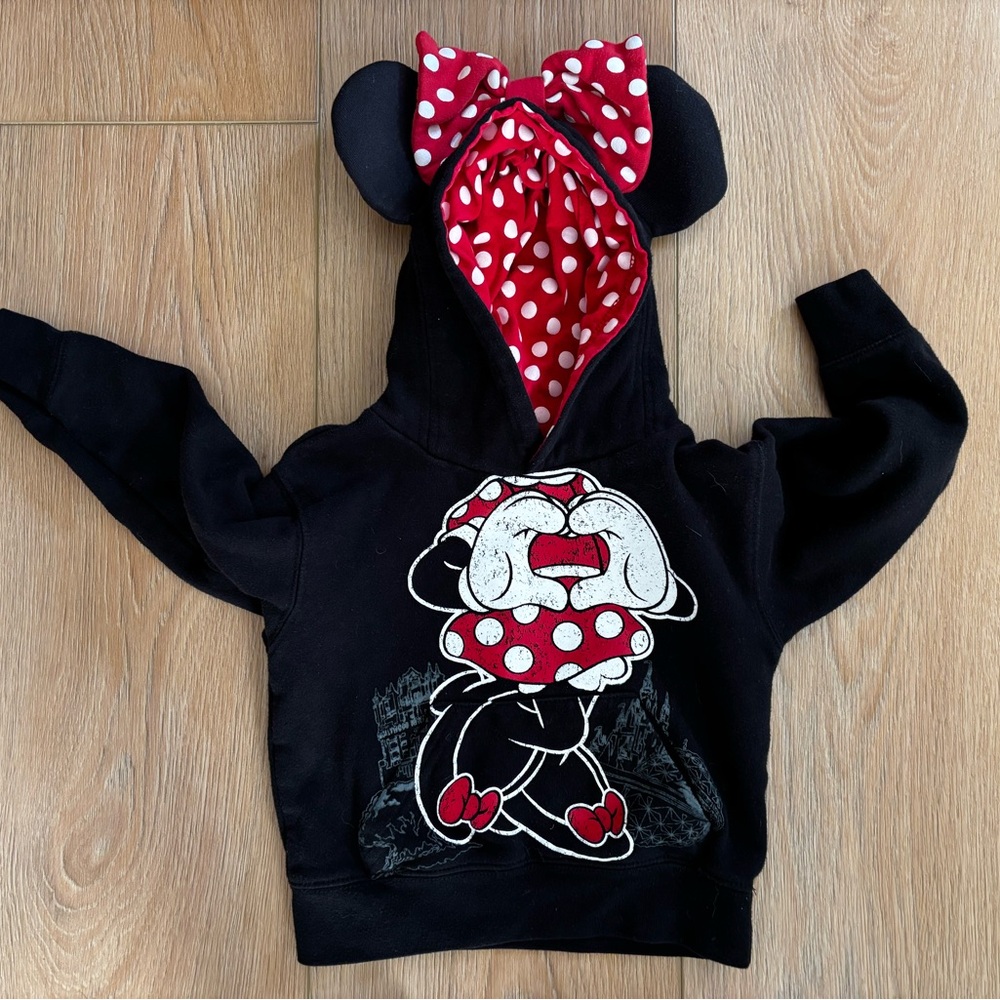 Disney Kids Black and Red Minnie Mouse Polka Dot Hoodie
